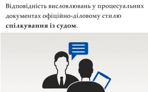 Відповідність висловлювань у процесуальних документах офіційно-діловому стилю спілкування із судом