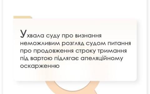 Ухвала суду про визнання неможливим розгляд питання про продовження строку тримання під вартою підлягає апеляційному оскарженню