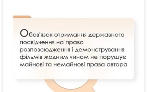 Щодо обов'язку отримувати державне посвідчення на право розповсюдження і демонстрування фільмів