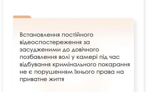 Постійне відеоспостереження за довічно засудженими не є порушенням права на приватне життя