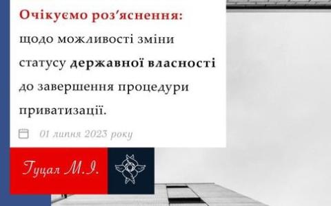 Щодо можливості зміни статусу державної власності до завершення процедури приватизації