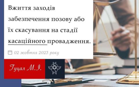 Вжиття заходів забезпечення позову або їх скасування на стадії касаційного провадження