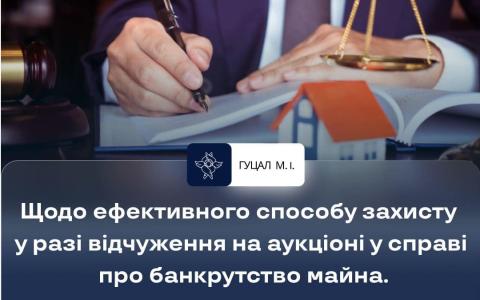 Щодо ефективного способу захисту у разі відчуження на аукціоні у справі про банкрутство майна