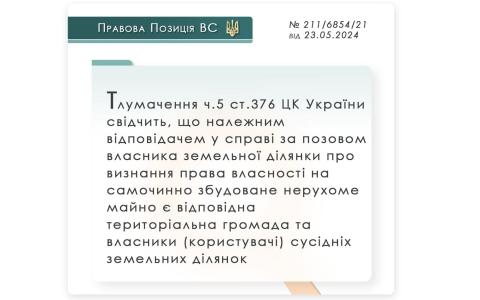 Відповідач у справі за позовом власника земельної ділянки про визнання права власності на самобуд