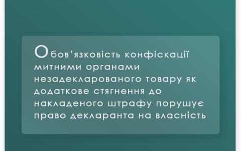 Обов'язковість конфіскації митниками незадекларованого товару порушує право декларанта на власність