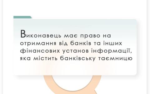 Виконавець має право на отримання від банків та інших фінустанов інформації, яка містить банківську таємницю