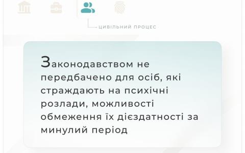 Для осіб, які страждають на психічні розлади, можливості обмеження їх дієздатності за минулий період не передбачено