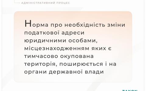 Щодо необхідності зміни адреси юрособами, які зареєстровані на тимчасово окупованій території