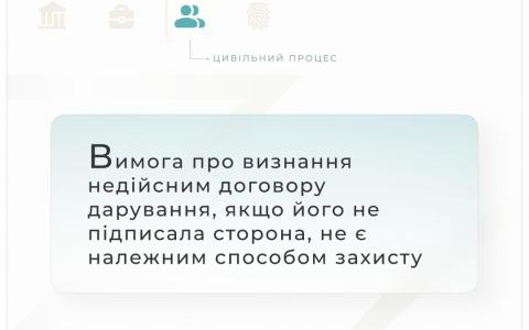 Вимога про визнання недійсним договору дарування, якщо його не підписала сторона, не є належним способом захисту