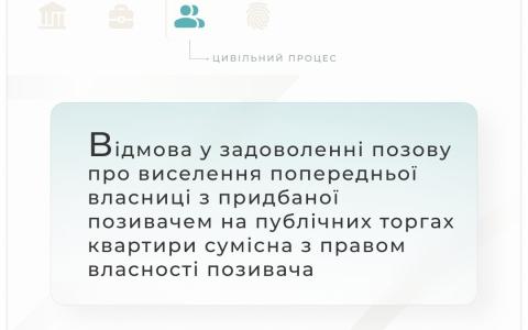 Відмова у задоволенні позову про виселення попередньої власниці з придбаної позивачем на торгах квартири сумісна з правом власності позивача