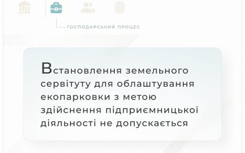 Встановлення земельного сервітуту для облаштування екопарковки з метою здійснення підприємницької діяльності не допускається
