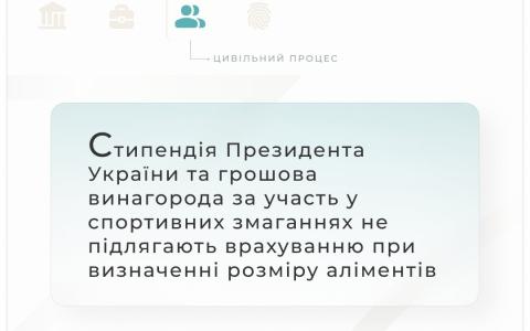 Стипендія Президента та грошова винагорода за участь у змаганнях не підлягають врахуванню при визначенні розміру аліментів