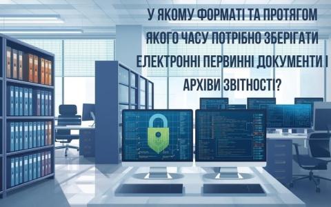 У якому форматі та протягом якого часу потрібно зберігати електронні первинні документи і архіви звітності