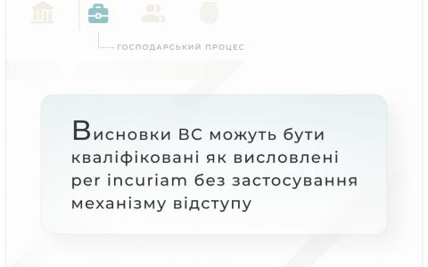 Висновки ВС можуть бути кваліфіковані як висловлені per incuriam без застосування механізму відступу