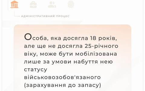 Особа 18-25 років може бути мобілізована лише за умови набуття нею статусу військовозобов'язаного