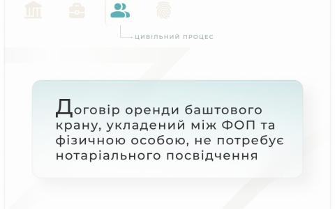 Договір оренди баштового крану, укладений між ФОП та фізичною особою, не потребує нотаріального посвідчення