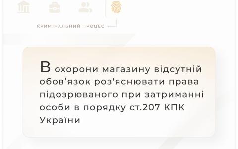 В охорони магазину відсутній обов'язок роз'яснювати права підозрюваного при затриманні особи в порядку ст.207 КПК