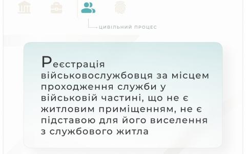 Реєстрація військовослужбовця за місцем проходження служби не є підставою для його виселення із службового житла