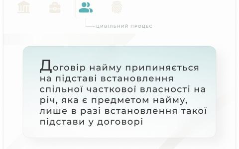 Чи є підставою для припинення договору найму встановлення спільної часткової власності на річ, яка є предметом найму?