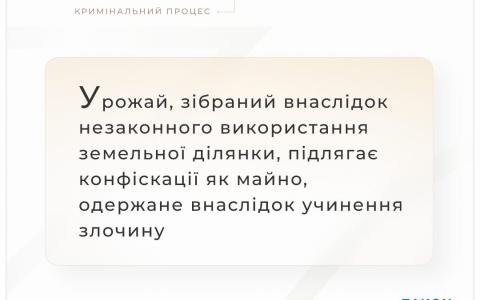 Урожай, зібраний внаслідок незаконного використання земельної ділянки, підлягає конфіскації