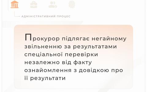 Прокурор підлягає негайному звільненню за результатами перевірки, незалежно від ознайомлення з результатами