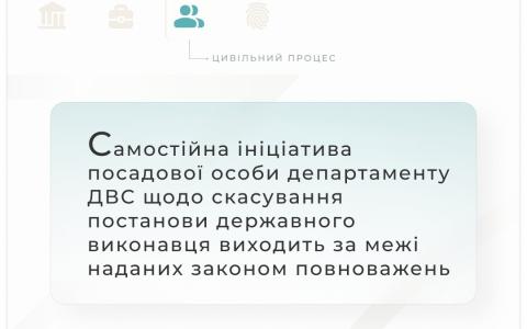 Самостійна ініціатива посадової особи ДВС щодо скасування постанови держвиконавця виходить за межі повноважень
