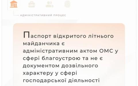 Паспорт літнього майданчика є адміністративним актом ОМС у сфері благоустрою 