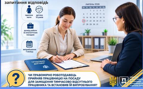Правомірність прийняття на посаду працівника для заміщення тимчасово відсутнього та встановлення випробування