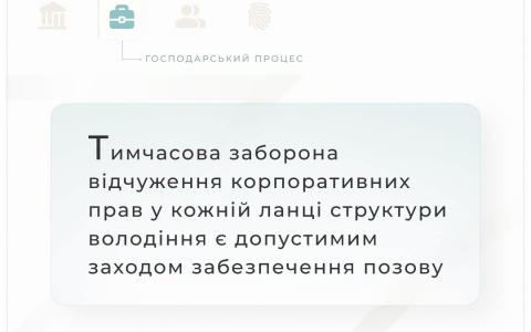 Тимчасова заборона відчуження корпоративних прав у кожній ланці структури володіння є допустимим заходом забезпечення позову