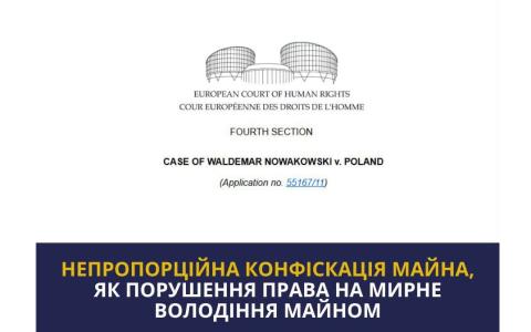Непропорційна конфіскація майна, як порушення права на мирне володіння майном