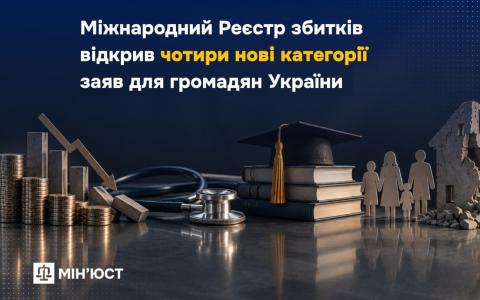 Громадяни України можуть подати заяви до Реєстру збитків ще за чотирма категоріями: деталі від Мін'юсту
