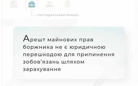 Арешт майнових прав боржника не є юридичною перешкодою для припинення зобов'язань шляхом зарахування