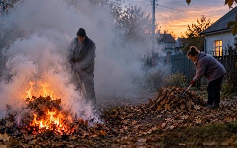«Це моє подвір'я — що хочу, те й роблю!»: юристи пояснили, чи можна спалювати листя біля будинку