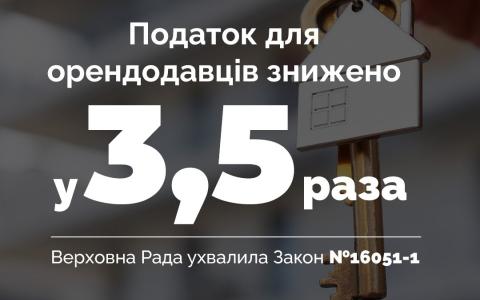 Податок для орендодавців знижено з 18% до 5%: Верховна Рада ухвалила Закон